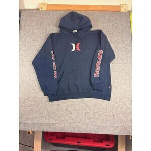 Vintage Hurley Hoodie Mens L Navy Blue Skate Surf International Distressed